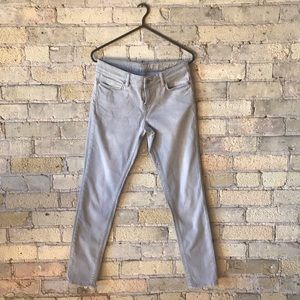 All Saints low rise skinny fit jean. Light grey.